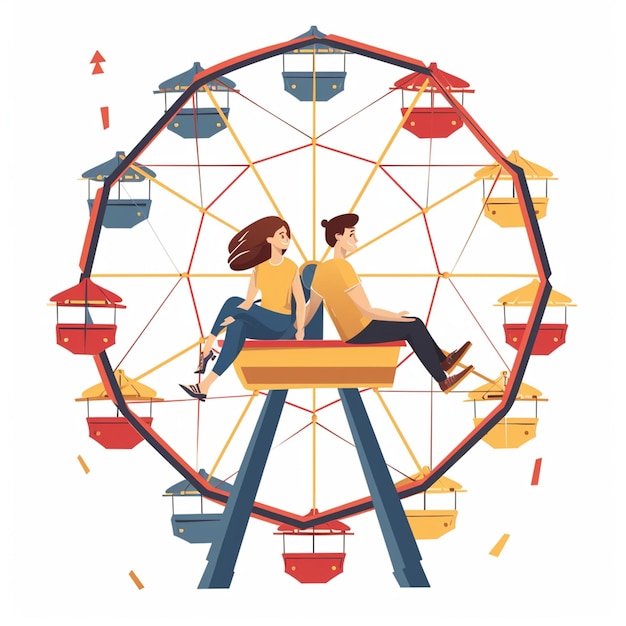 Vector couple on ferris wheel