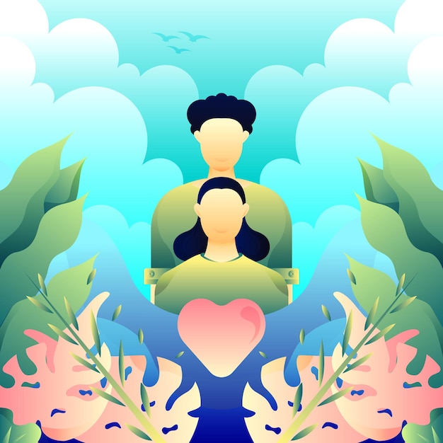 Vector couple flat ilustration