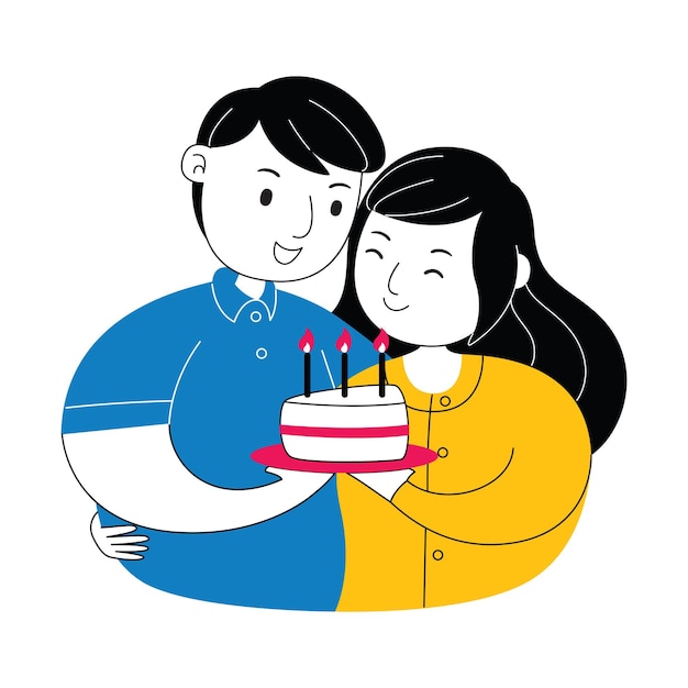 Couple Flat Valentines Day Illustration