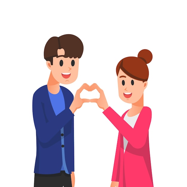 Couple form a love sign with their hands