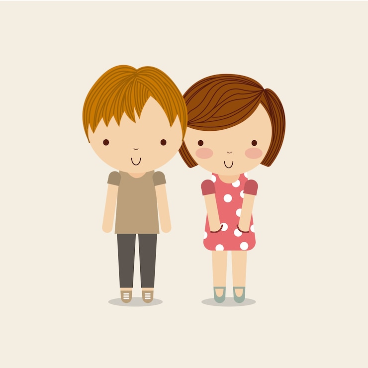 Vector couple of girl and boy icon