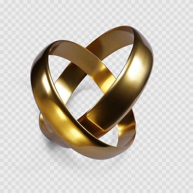 Couple of golden rings ring symbol of wedding vector isolated