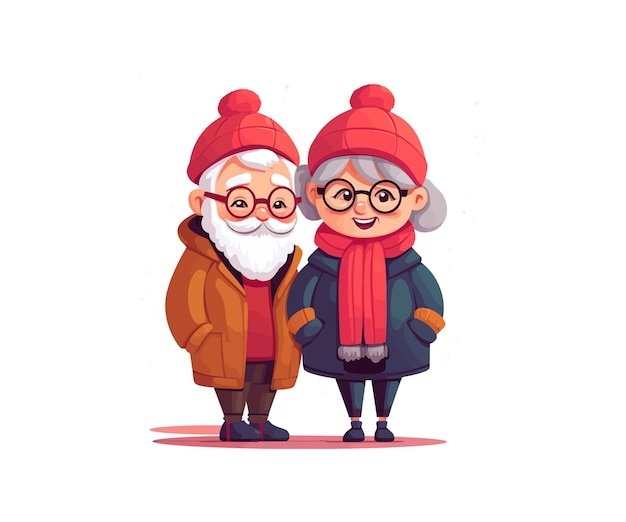 Couple Grandma and Grandpa Together Cute Cartoon Style Vector illustration design