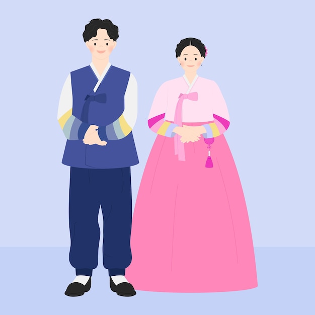 Una coppia a hanbok