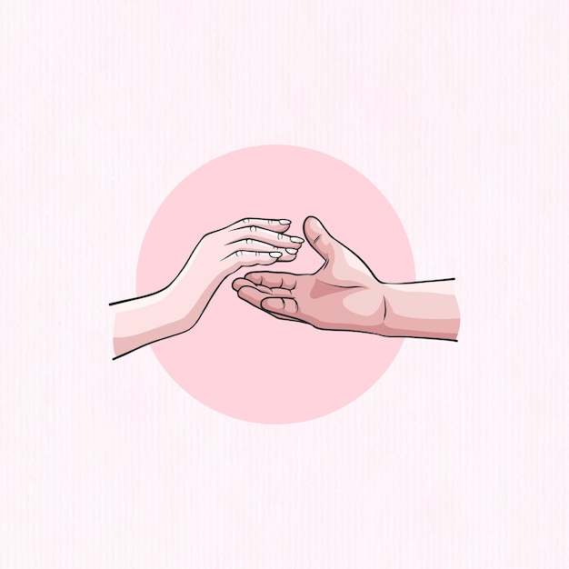 Vector couple hands connected for valentines day