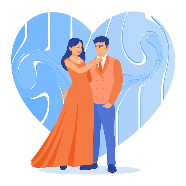A couple in a happy moment Man and woman fall in love and get married Family lifestyle activity
