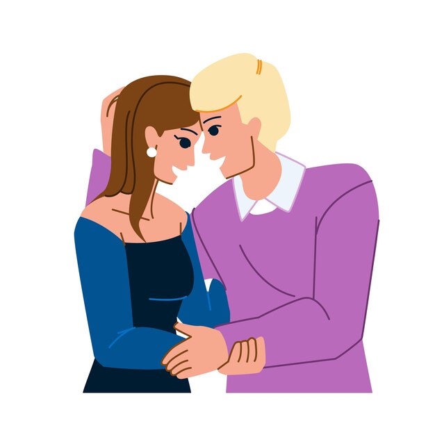 Premium Vector  Couple in love embracing and kiss together black line  pencil drawing vector. young man and woman love embrace and kissing.  characters boyfriend and girlfriend romantic relationship illustration