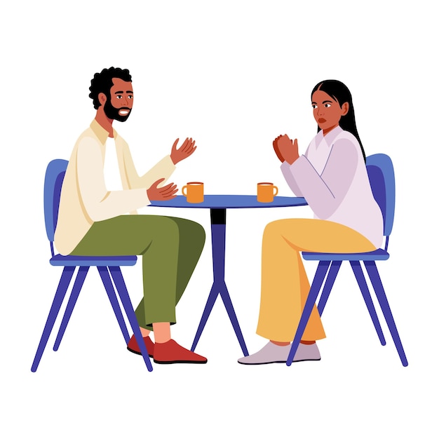 A Couple Having a Conversation at a Cafe