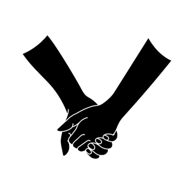 Vector couple holding hands silhouette. vector illustration