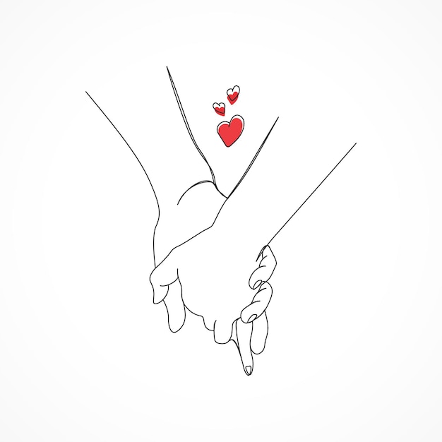 Illustration line drawing a hands making promise as a friendship concept.  Loving couple holding hands. Hands of two people hook their little fingers  together. Pinky promise design for shirt or jacket 6213413