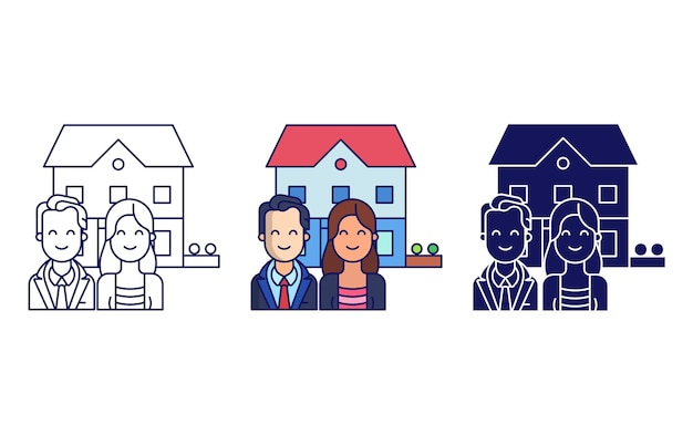 Couple and home vector icon