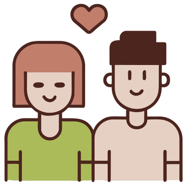 couple icon colored outline