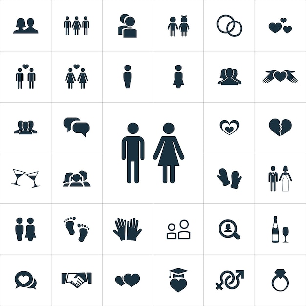 Vector couple icons universal set