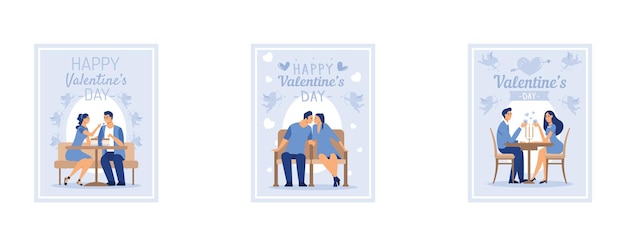 愛のカップル ハッピーバレンタインデー 2 月 14 日は、すべての恋人セット フラット ベクトルの日です。