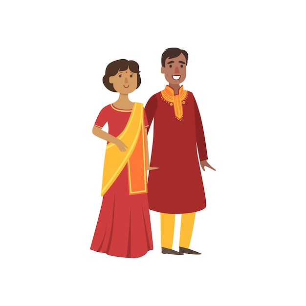 Vector couple in indian national clothes