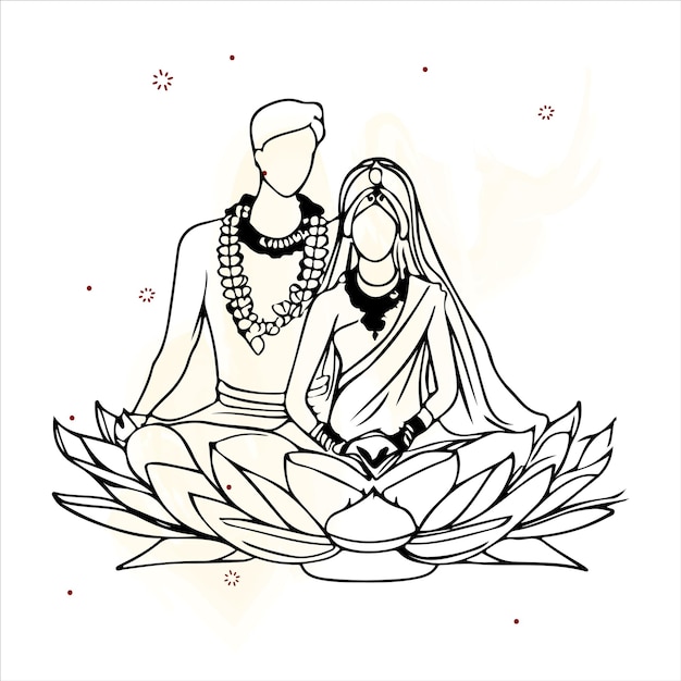 A couple is sitting in a lotus flower.