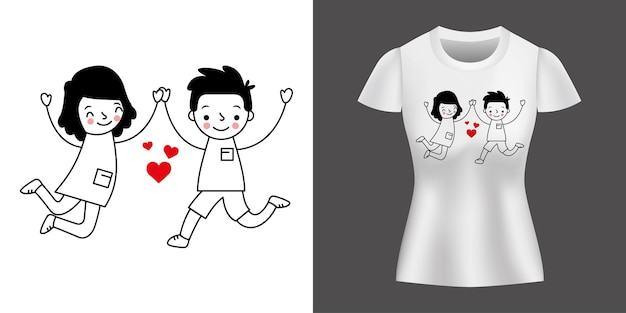 Designs PNG de cute couple para Camisetas e Merch