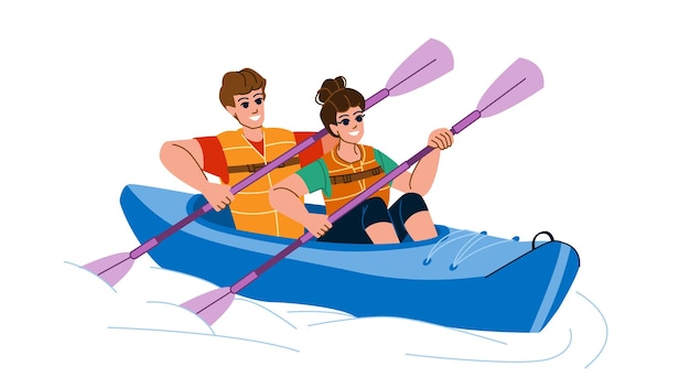 Couple kayaking vector