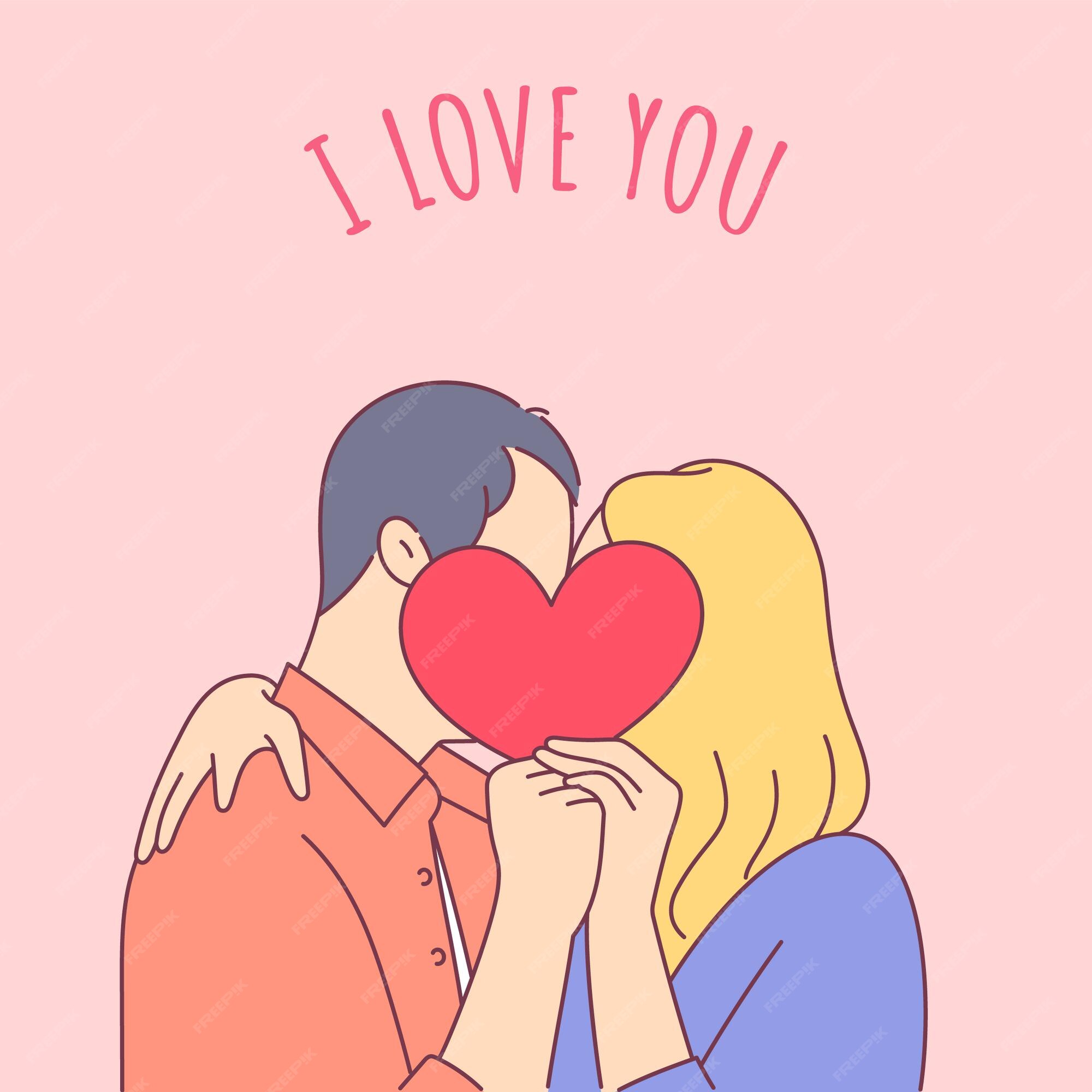 Premium Vector | Couple kissing and covering faces with paper heart. romantic on love story theme. Premium Vector | Couple kissing and covering faces with paper heart. romantic on love story theme.