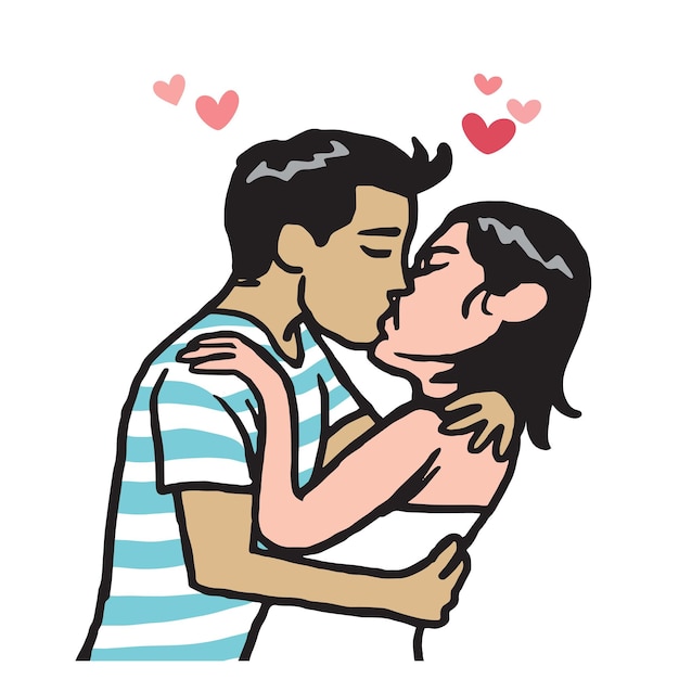 Вектор Пара целует мужчину, женщину, мальчика и девочку, поцелуй с днем святого валентина, дизайн шаблона