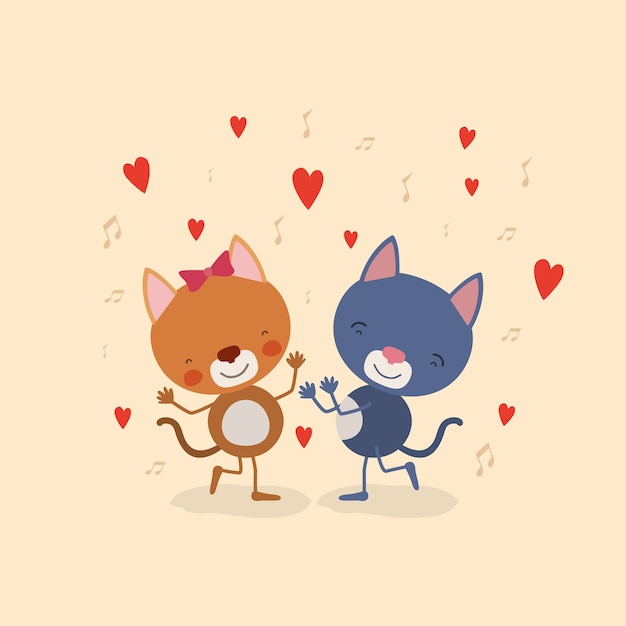 couple of kittens dancing in love