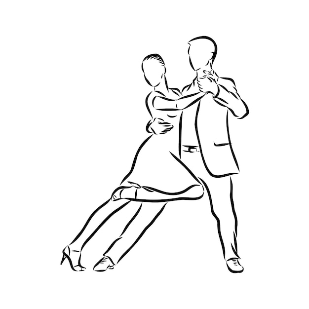 Couple of latin dancers, vector sketch illustration