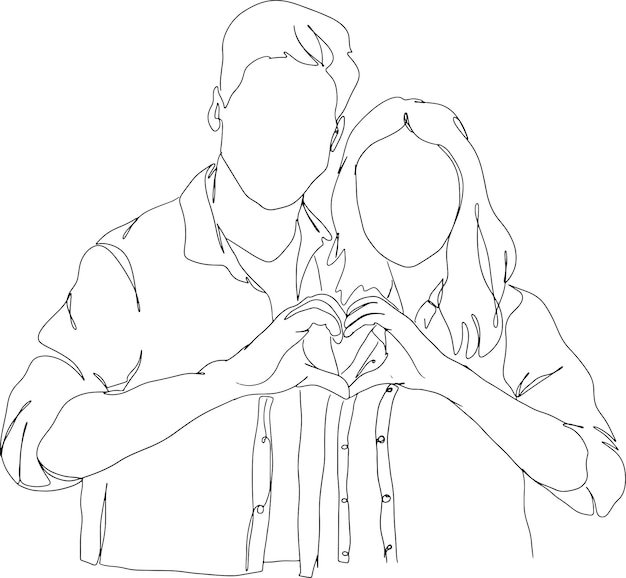 Drawing young loving couple - simple and easy 