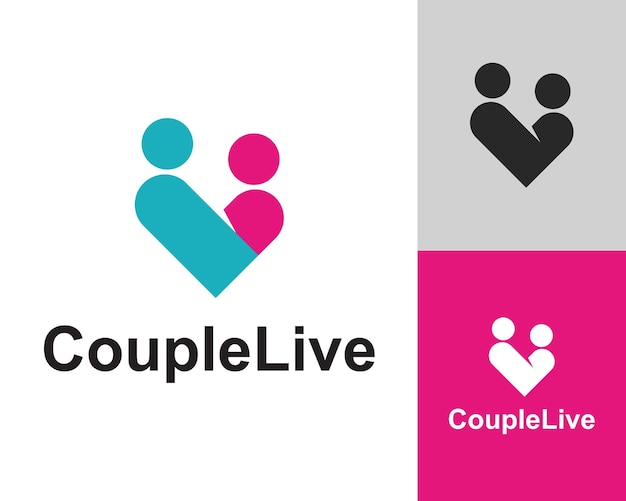 Couple logo love support man and woman together icon concept