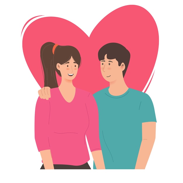 Vector a couple in love are celebrating valentines day. love and romance concept