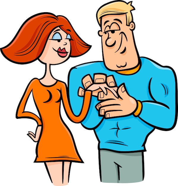 couple in love cartoon illustration