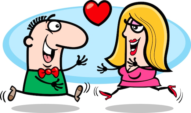 Vector couple in love cartoon illustration