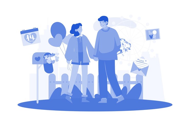 Vector couple in love happiness couple relax outdoor
