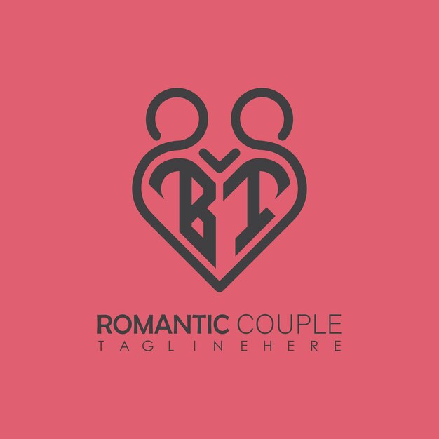 Couple love hart symbool all letter logo icoon ontwerp sjabloon