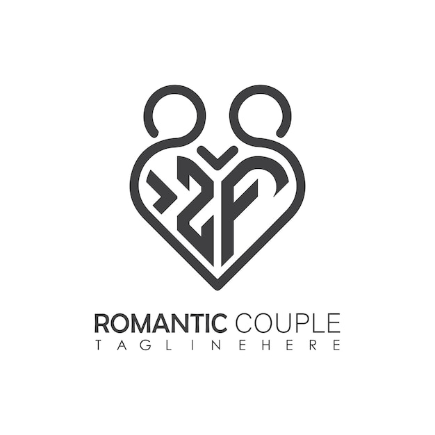 Vector couple love heart symbol all letter logo icon design template