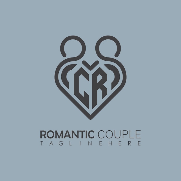 Couple love heart symbol all letter logo icon design template