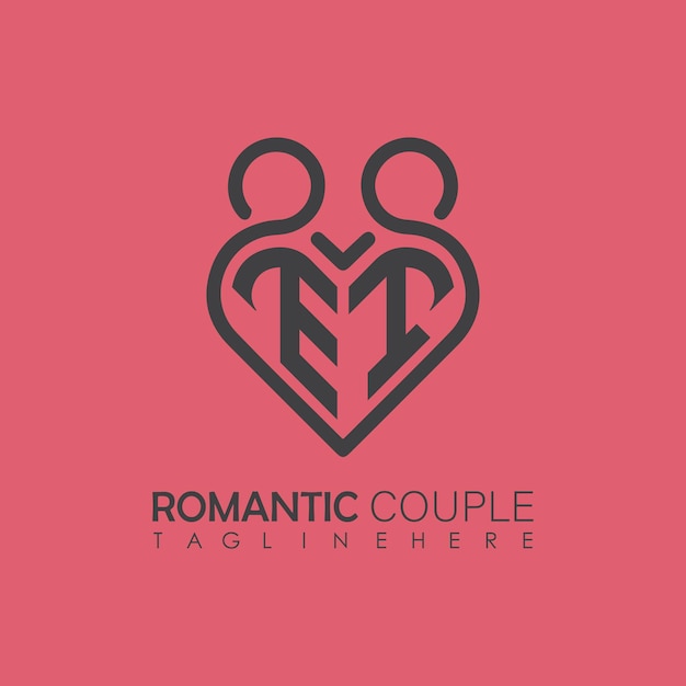 Vector couple love heart symbol all letter logo icon design template