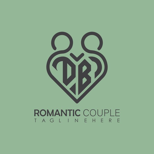 Couple love Heart symbol ALL letter logo icon design template