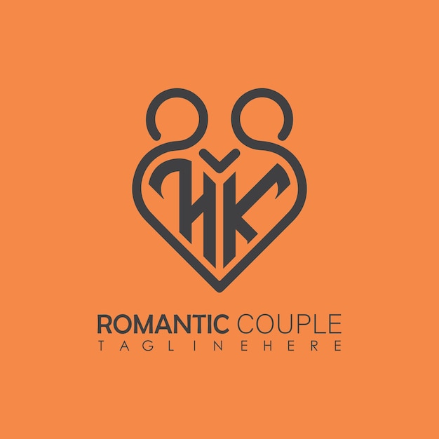 Couple love Heart symbol ALL letter logo icon design template