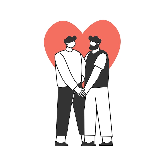 Vector a couple in love. two guys. the characters are celebrating valentines day. love and romance concept.