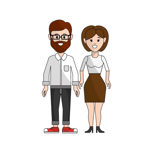 couple man with beard and woman with shot hair