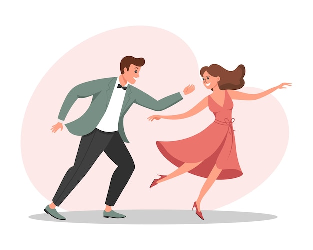 Vector a couple of a man and a woman are dancing illustration in flat style vector