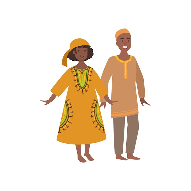 Vector couple in maroccan national clothes