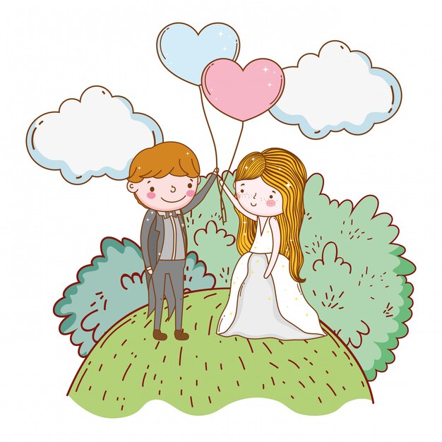 Vector couple marriage cute cartoon