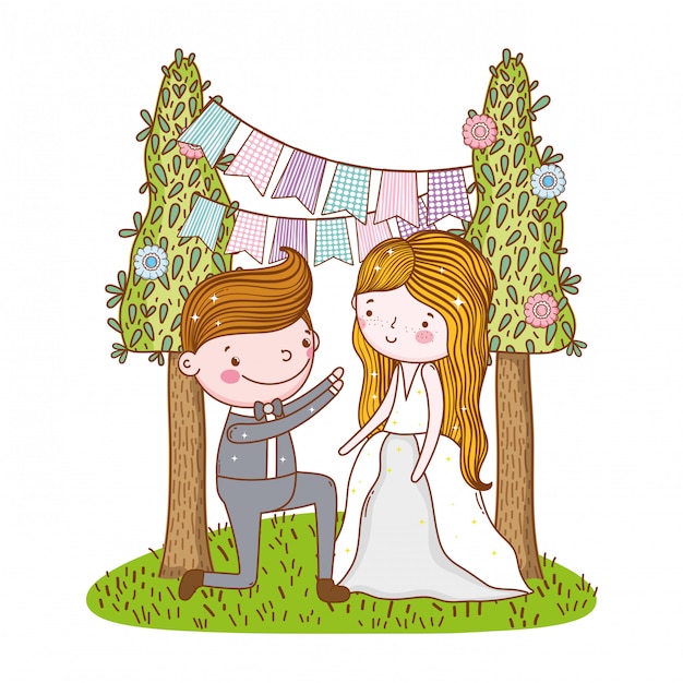 Couple marriage cute cartoon