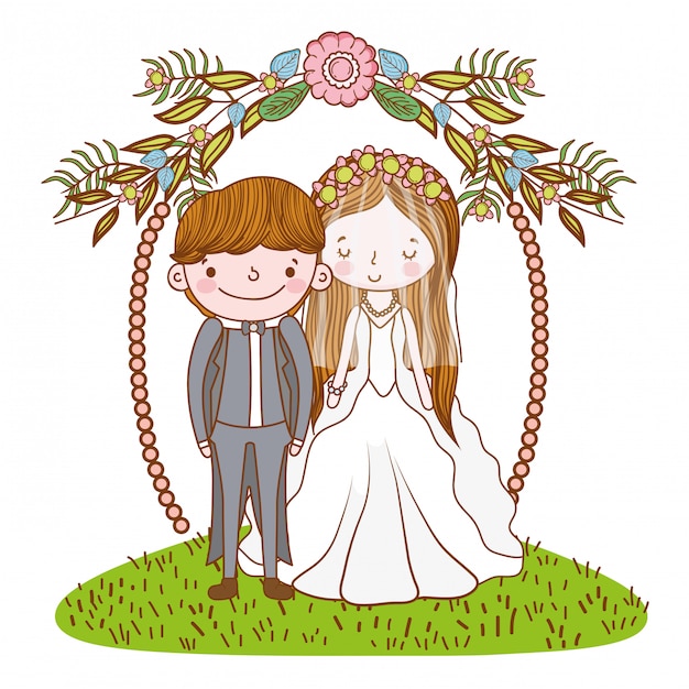 Vector couple marriage cute cartoon