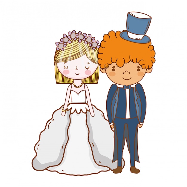 Vector couple marriage cute cartoon