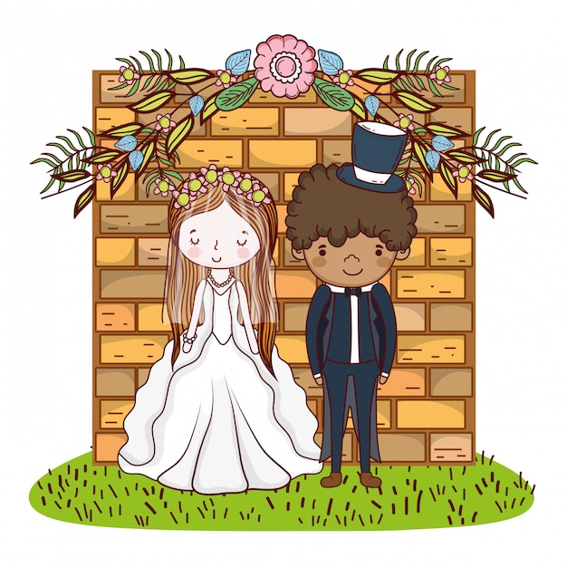 Vector couple marriage cute cartoon