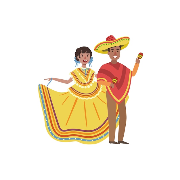 Couple In Mexican National Clothes