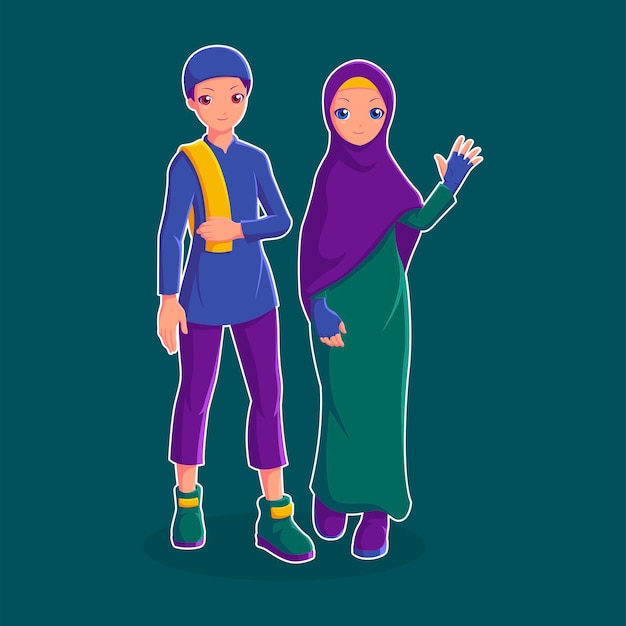 Couple muslim character  illustration