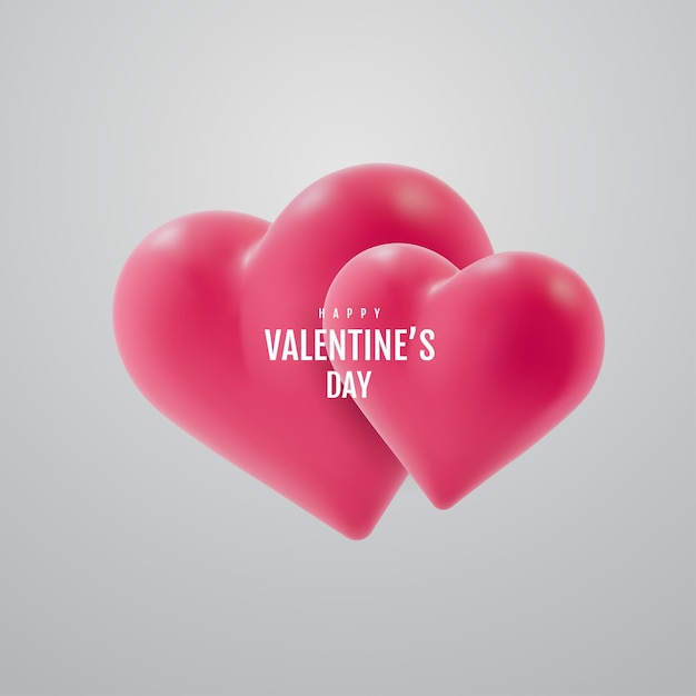 벡터 3d 심장 모양의  발렌타인 데이 또는 관계 표지